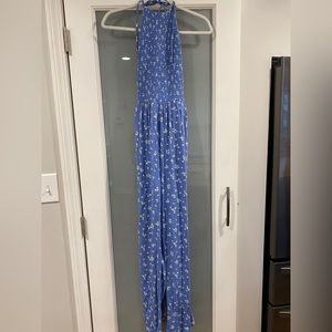 American Eagle Cornflower Blue and White Floral Jumpsuit